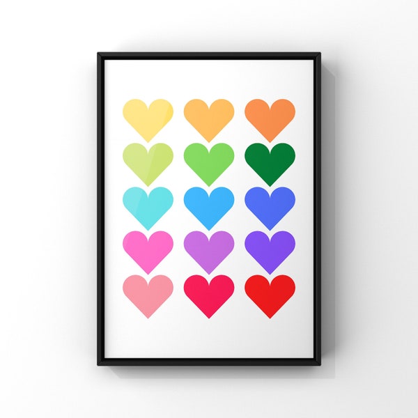 Rainbow prints, colourful prints, colourful posters, bright posters, large prints, xl prints, gallery wall, A3 prints, wall art, home decor