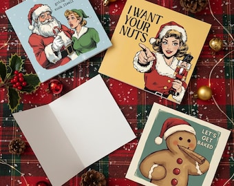 Lot de 3 cartes de Noël - carte de Noël - cartes de Noël grossières - cartes de Noël offensantes - cartes grossières - cartes de Noël rigolotes