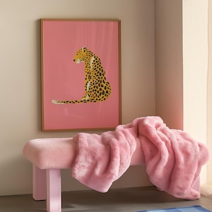 Imprimé léopard, imprimé animal, imprimés roses, art mural de chambre à coucher, art mural de chambre de bébé, estampes colorées, imprimé léopard rose, imprimé filles, art léopard