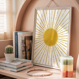 Set met bohozonprint: gele zonneschijn muurkunst