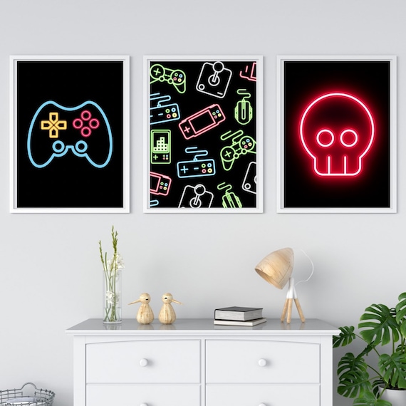 Neon Gaming Posters for Boys Room Decor,Gaming Room Decor,Boys Bedroom  Decor,Gamer Decor,Inspirational Posters for Video Game Room,Game Room