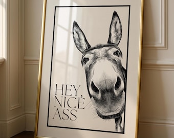Nice Ass - Funny Donkey Bathroom Art Print - Cheeky Home Decor - Bathroom Wall Art - Toilet Decor
