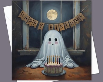 Ghost Birthday Card - Spooky Birthday Card - Emo Birthday Card - Goth Birthday Card
