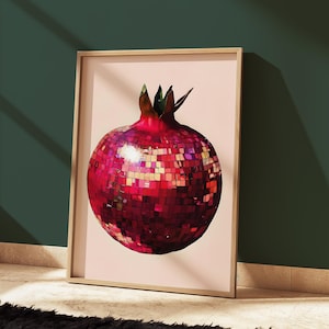 Pomegranate Disco Ball Print: Fun Kitchen Wall Art