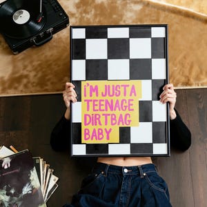 Teenage Dirtbag Lyrics Print: Checkerboard Emo Wall Art