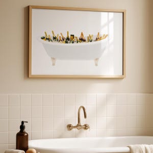 Bathroom prints, bathroom wall art, champagne art, fun bathroom decor, prints for bathroom, champagne prints, watercolour prints, bathroom