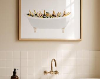 Champagne Watercolor Bathroom Print - Cute Bathroom prints