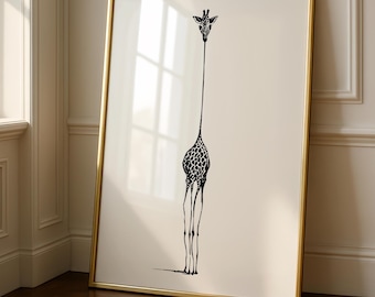 Muurkunst giraffe - Dierenprints - Minimalistische poster