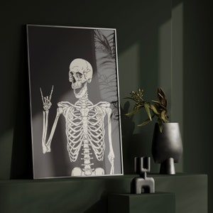 Totenkopf Druck, Totenkopf Dekor, Totenkopf Wandkunst, Gothic Poster, schwarz weiß Drucke, alternative Prints, Emo Dekor, Skelett Kunst, Gothic Poster