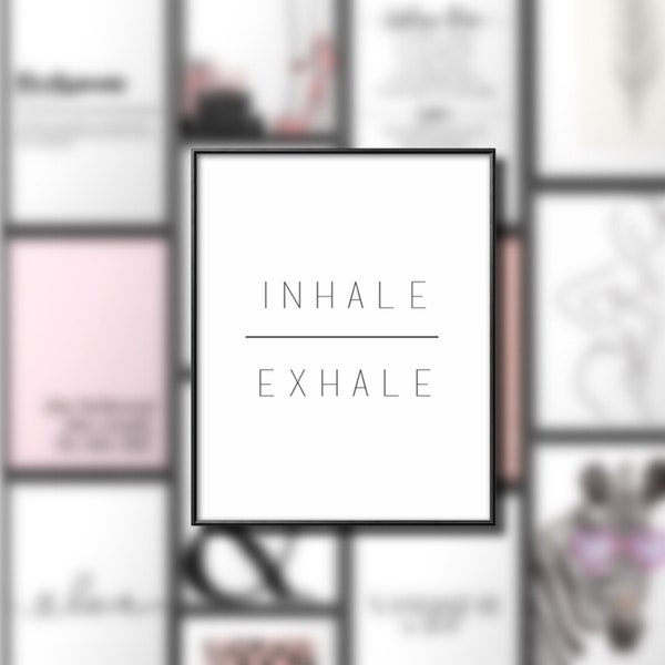 Inhale Exhale, Bedroom print, Dressing room print, Minimalist decor, Gallery wall, Hygge, A3 A4 A5 print, Posters, Wall Art Prints in uk