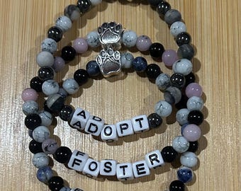 Marble Jasper Gemstone Bracelet – Choose Adopt, Rescue or Support | All Proceeds Donated