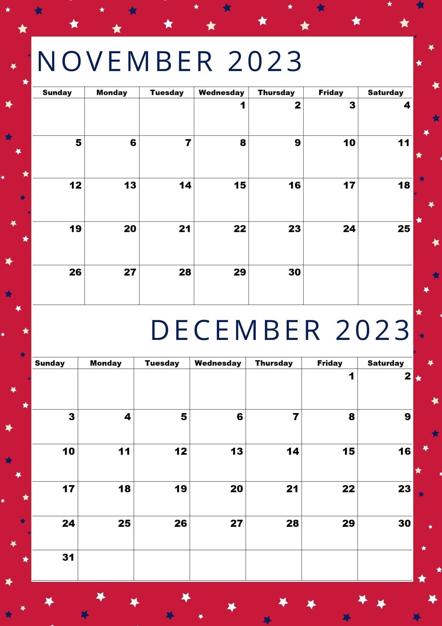 2024 November Calendars - Handy Calendars