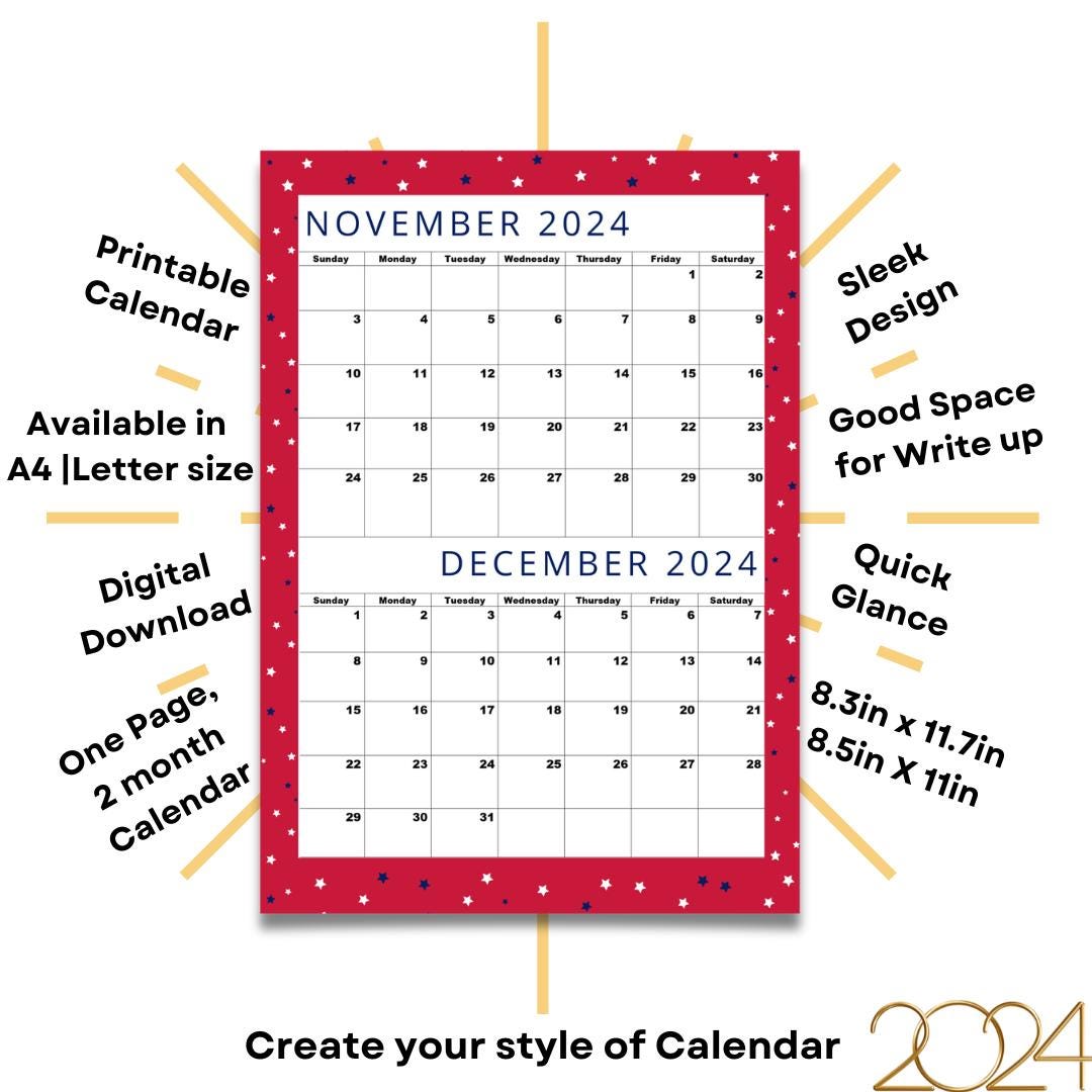 Calendar for November and December 2024,happy Christmas Month Calendar ...