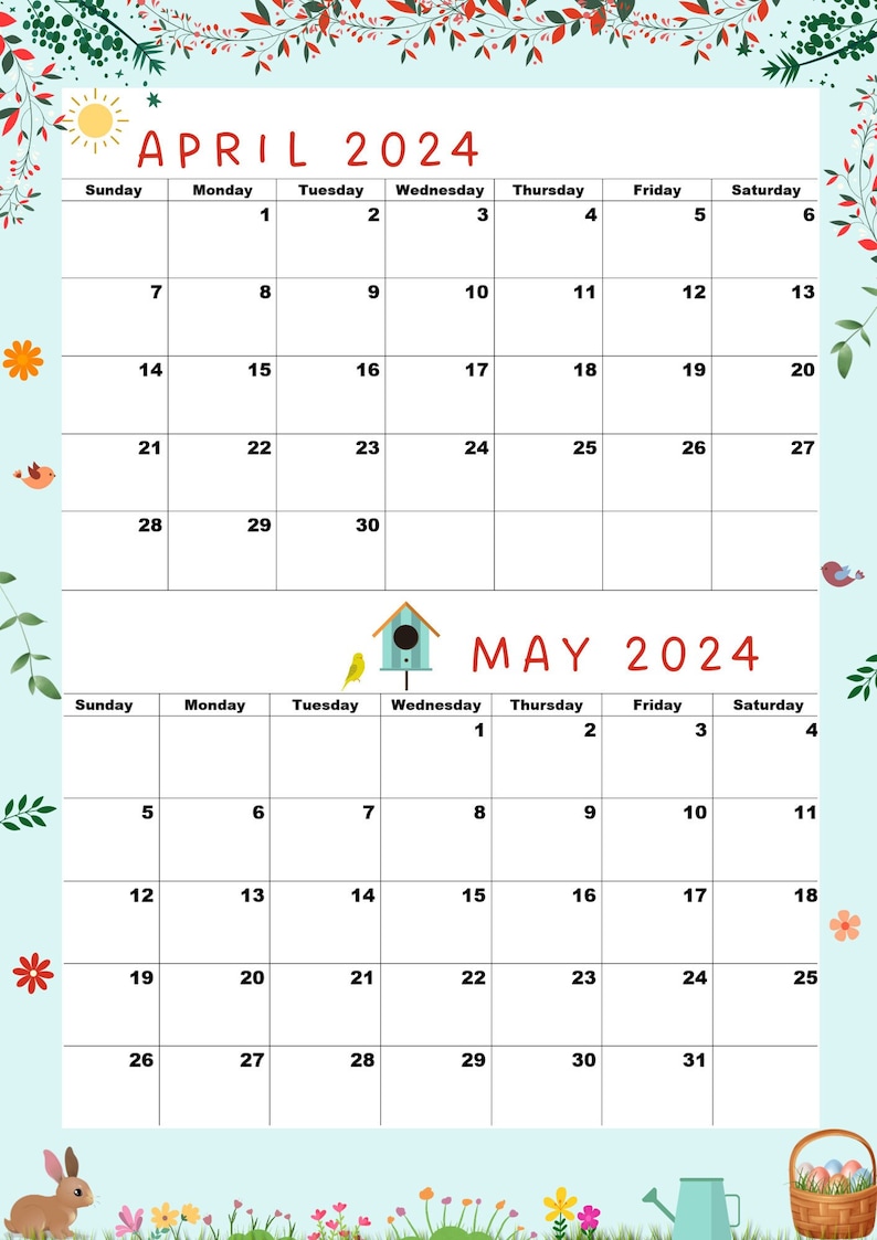 Buy April 2024 Calendar May 2024 Calendar,wow Seasons Calendar,a4 Size