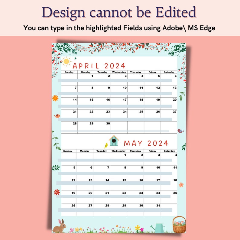 Buy April 2024 Calendar May 2024 Calendar,wow Seasons Calendar,a4 Size