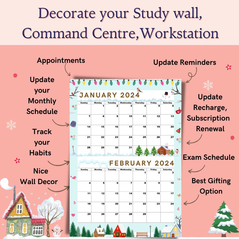 January 2024 Calendar, February 2024 Calendar Printable,wow Seasons