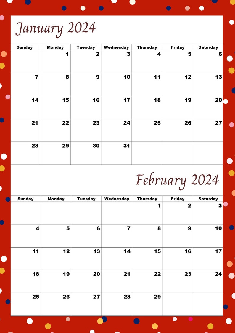 Calendario Enero 2024, Calendario Febrero 2024, Calendario PC Enero