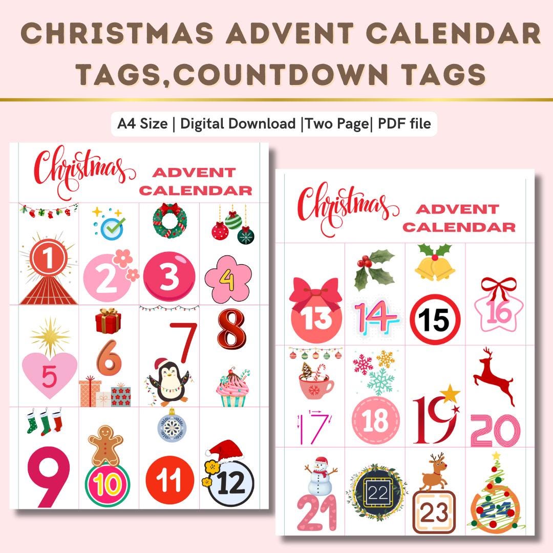 Christmas Countdown Tags,christmas Countdown Prints,25 Day Christmas Advent Calendar Prints,a4 Size,pdf,digital Download,countdown-christmas - Etsy christmas-countdown-tags-christmas-countdown-prints-25-day-christmas-advent-calendar-prints-a4-size-pdf-digital-download-countdown-christmas-etsy
