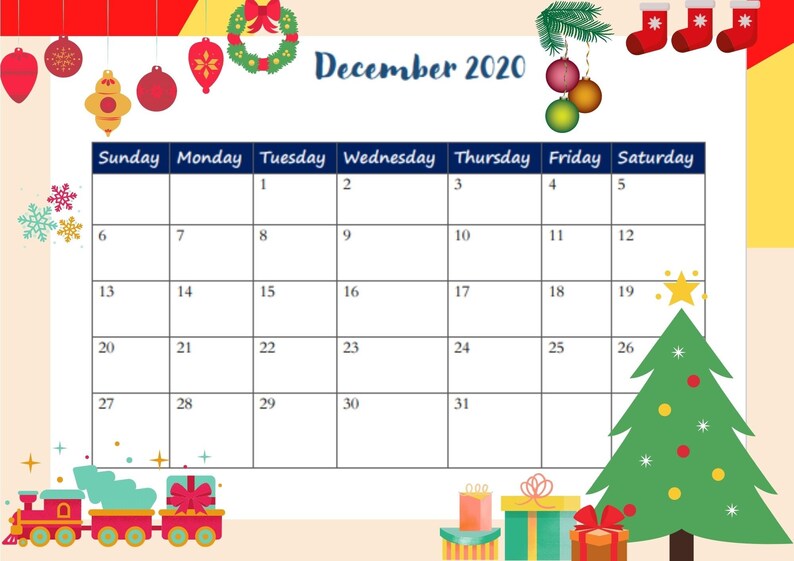 Printable November and December 2020 Calendar A4 Digital | Etsy