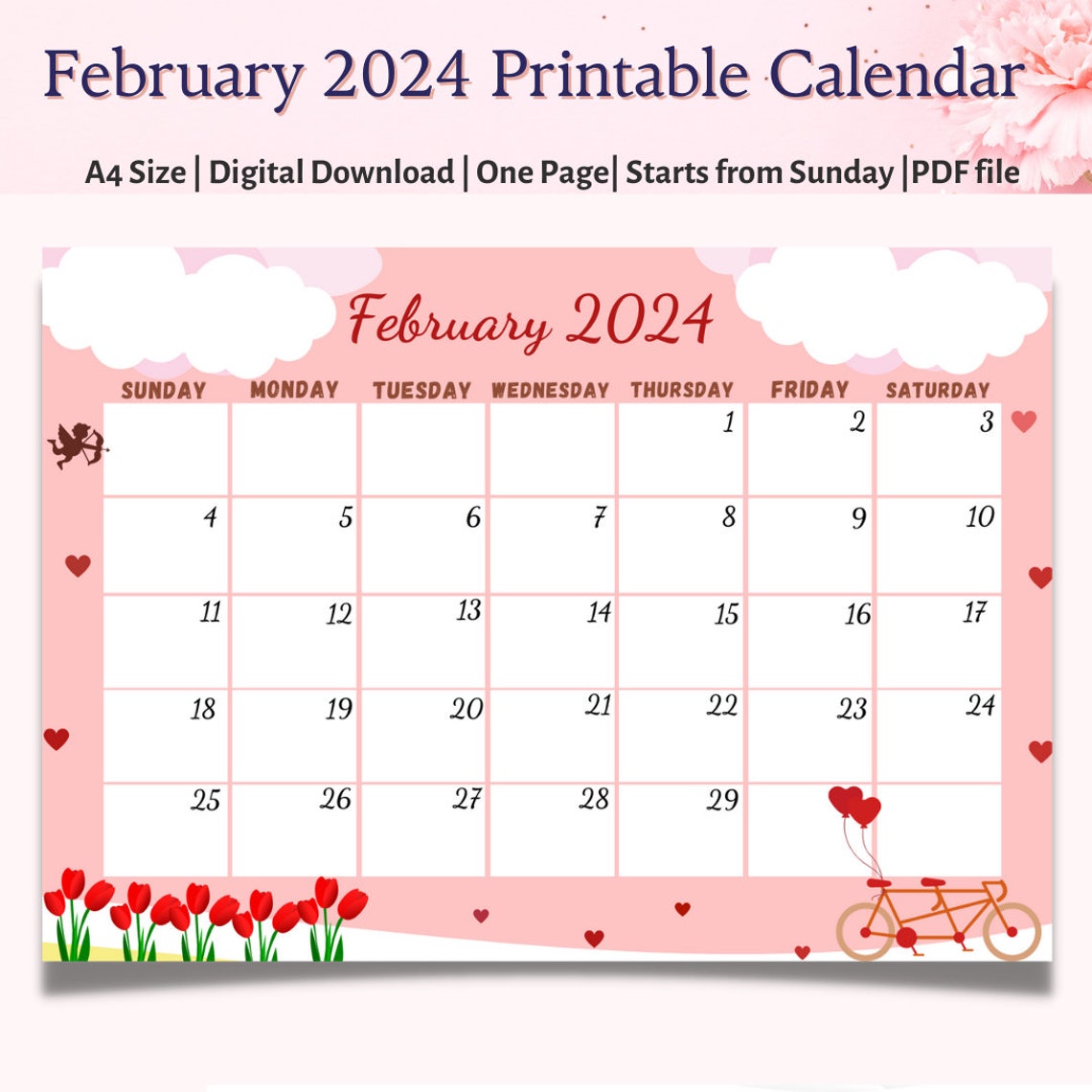 February 2024 Calendar feb 2024 Calendar Printable valentine February 2024 Calendar feb 2024 Calendar Printable valentine