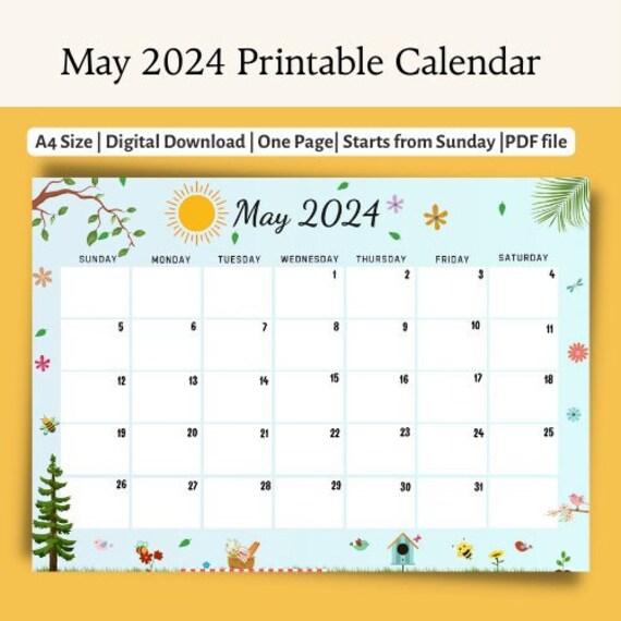 May 2024 Calendar,may 2024 Calendar Printable,a4 Size,digital,pdf,digital,spring 2024 Calendar, May Calendar - Etsy may-2024-calendar-may-2024-calendar-printable-a4-size-digital-pdf-digital-spring-2024-calendar-may-calendar-etsy