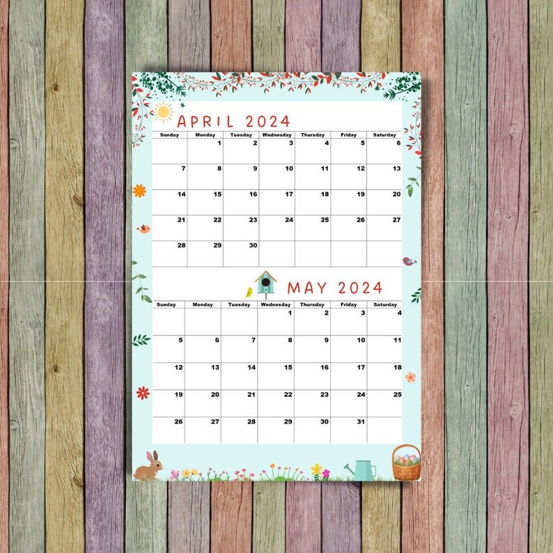 Buy April 2024 Calendar May 2024 Calendar,wow Seasons Calendar,a4 Size