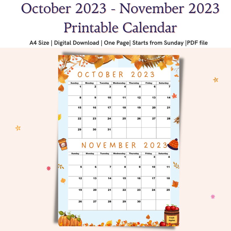 October 2023 Calendar November 2023 Calendar Printable Oct Etsy october-2023-calendar-november-2023-calendar-printable-oct-etsy