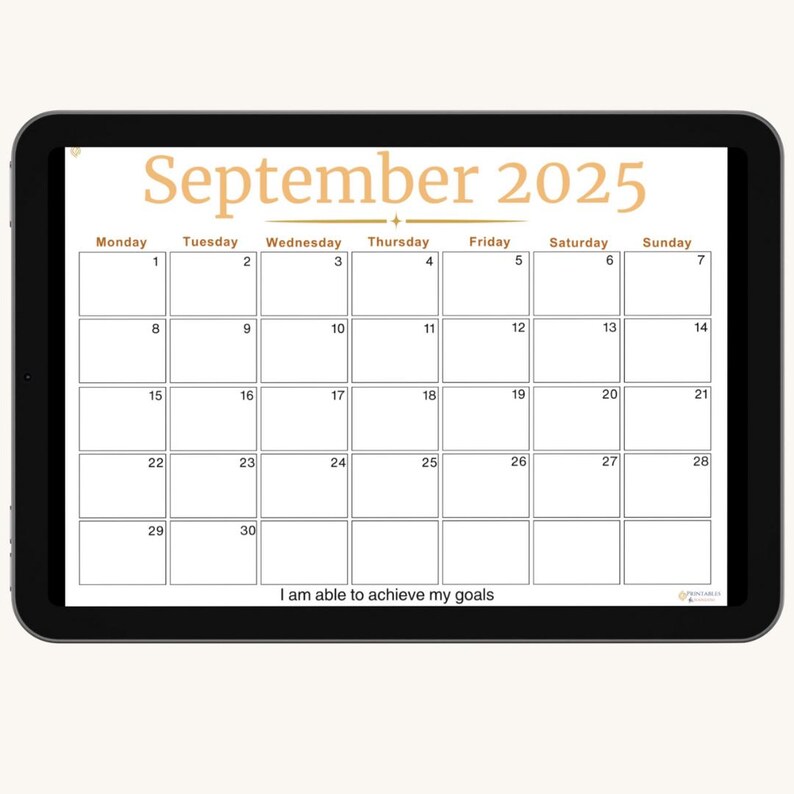 September Calendar 2025 Printable - A4 Fillable PDF With Motivational