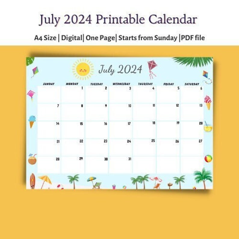 Buy Colorful July 2024 Calendar july - Il 794xN.5998691557 Gnn7 