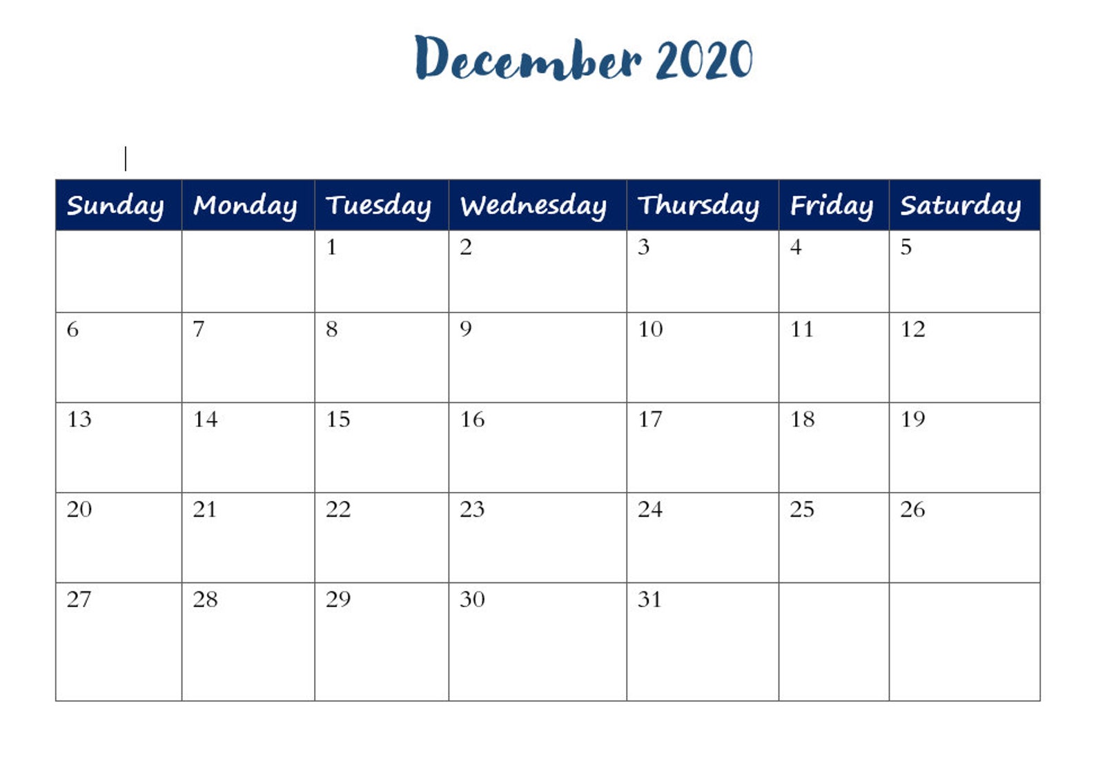 Printable November and December 2020 Calendar A4 Digital | Etsy