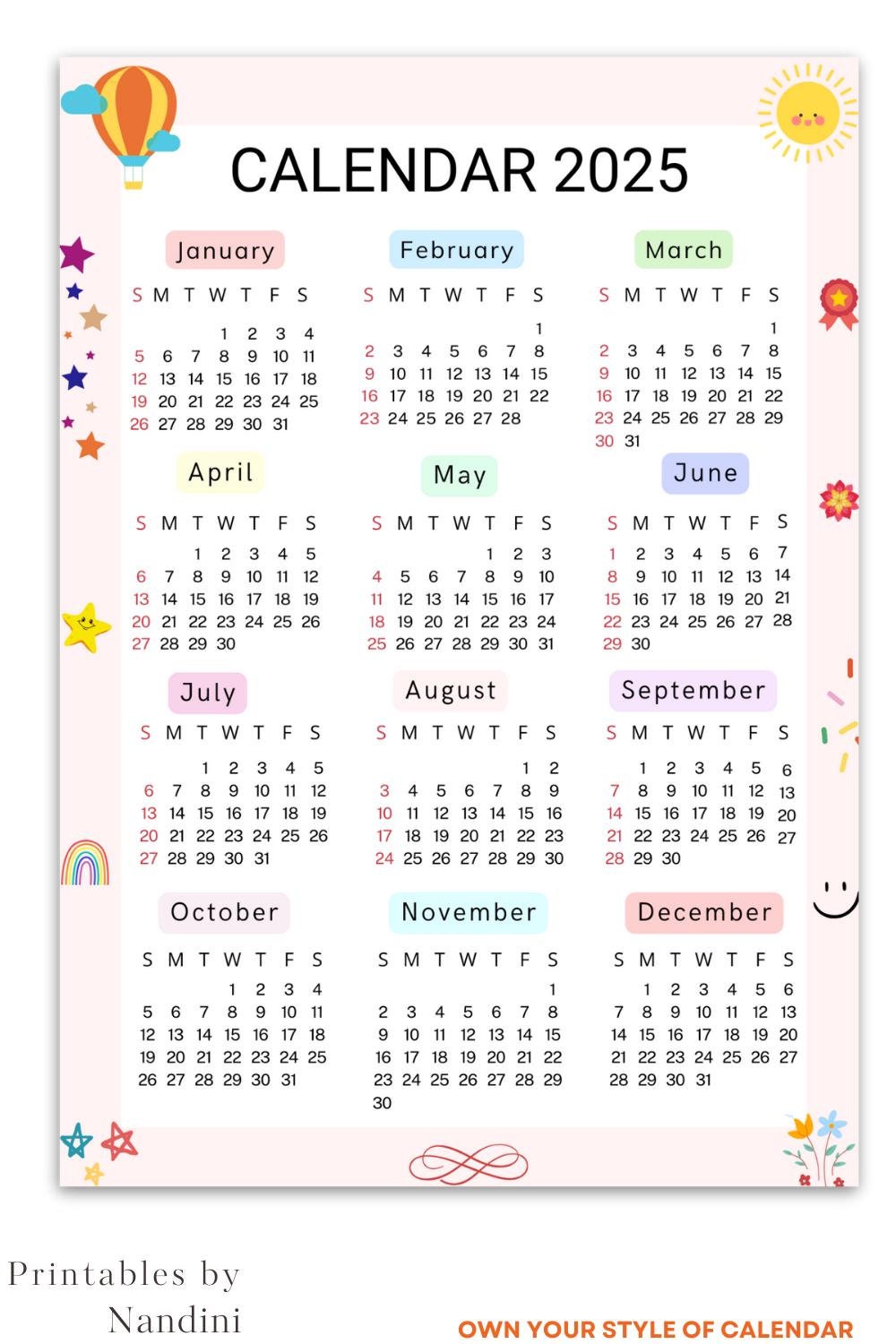 2025 Yearly Calendar Printable,vision Board,gratitude