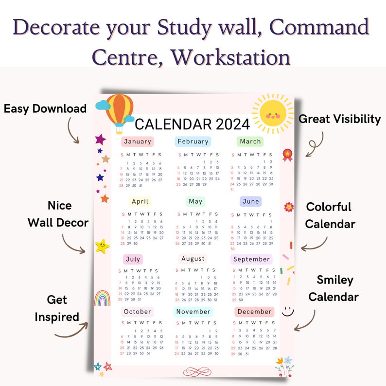Cool 2025 Calendar,happy 2025 One Page Calendar,yearly Calendar,a4 Size