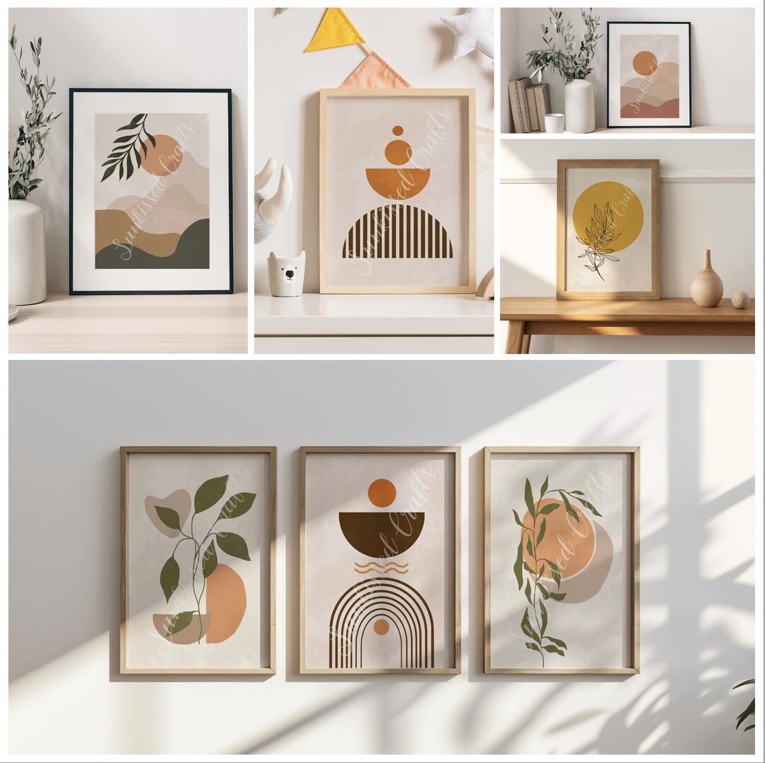 Boho Prints Set | Neutral Abstract Wall Art (digital Download, PDF Set ...