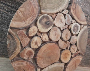 Sottopentola in legno fatto a mano - Sottopentola in legno naturale, decorazione rustica per la cucina, accessorio da tavolo ecologico