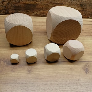 High quality wooden dice set 2x2, 3x3, 4x4, 5x5, 8x8, 10x10 cm smooth