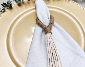 Macrame Napkin Ring Set | Macrame Rustic Napkin Ring | Jute Napkin Ring | Boho Napkin Ring Holder | Napkin Rings Wedding