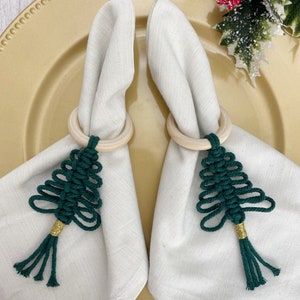 Makramee Weihnachtsserviettenring | Makramee-Weihnachtsbaum | Weihnachtsbaum Serviettenring | Weihnachtsbaum-Serviettenhalter | Makramee-Ringhalter