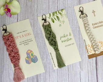 Unique favors gifts, bridal shower favors, Baby shower favors, first communion favors, baptism favors, custom keychain, Macrame keychain