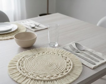 Macrame Circle Placemat | Boho Placemat | Macrame Hot Pads | Macrame Centerpiece | Large Boho Coaster | Table Dress Up | Wedding Placemat