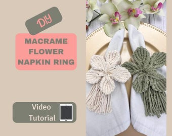 DIY (Tutorial Video) Macrame Flower Napkin Ring, Macrame for beginner, step by step guide, video tutorial, Macrame DIY, Napkin Ring DIY