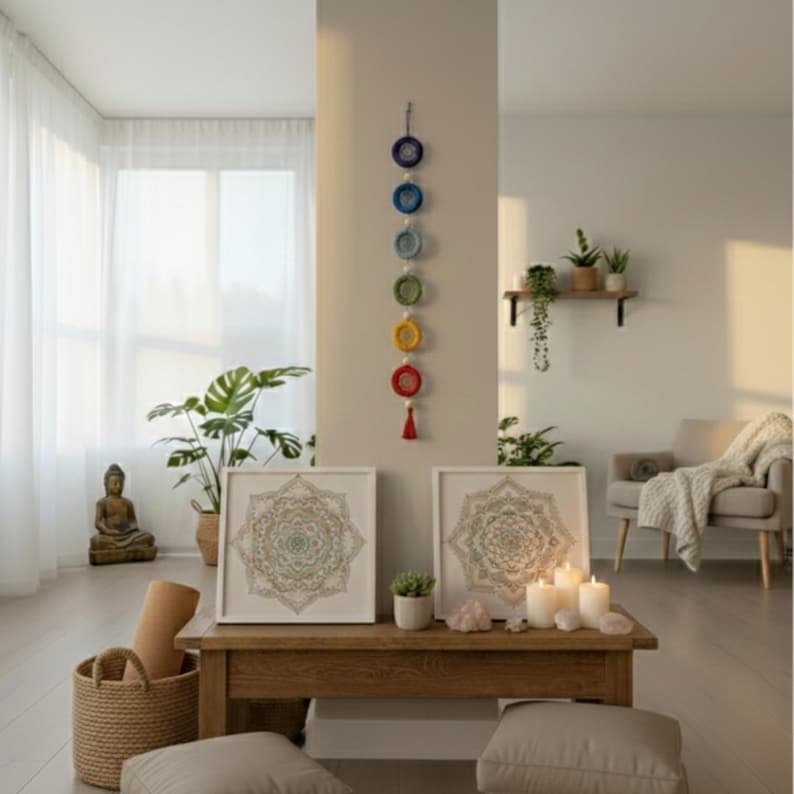 Chakra dream catcher | Chakra wall hanging | spiritual gift | Chakra Art | Rainbow Wall hanging | Chakra Decor | Yoga Wall Art | Chakra gift image 5