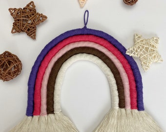 Macrame Rainbow Tassel | Macrame Rainbow Wall Hanging | Nursery Rainbow Wall Decor | Rainbow Handmade Craft | Colorful Small Tapestry Rope