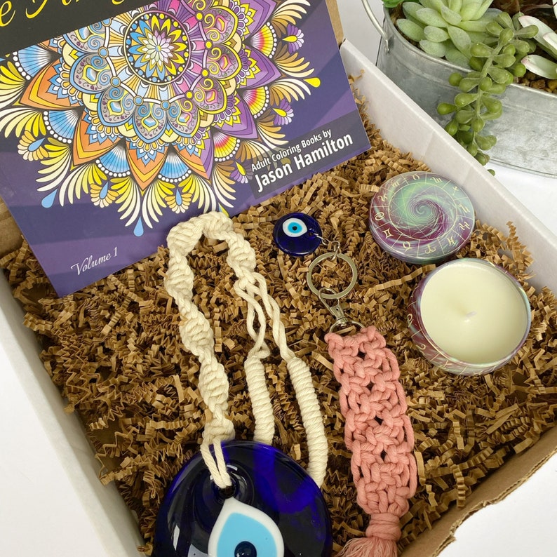 Zen Gift Box Macrame Gift Box Chakra Gift Set Yoga Kit Gift Box for Yoga Lover Christmas gift Evil Eye Yoga Mat Strap image 3