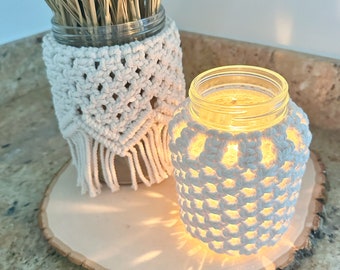 Macrame Mason Jar Cover | Macrame Jar Cover | Macrame Vase | Candle holder cover | Boho Macrame Mason Jar cover| Special gift