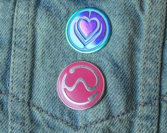 Lady Gaga Chromatica Hard Enamel Pin Bundle | Rose Gold Sine Wave & Rainbow Metal Kindness Punk Symbols