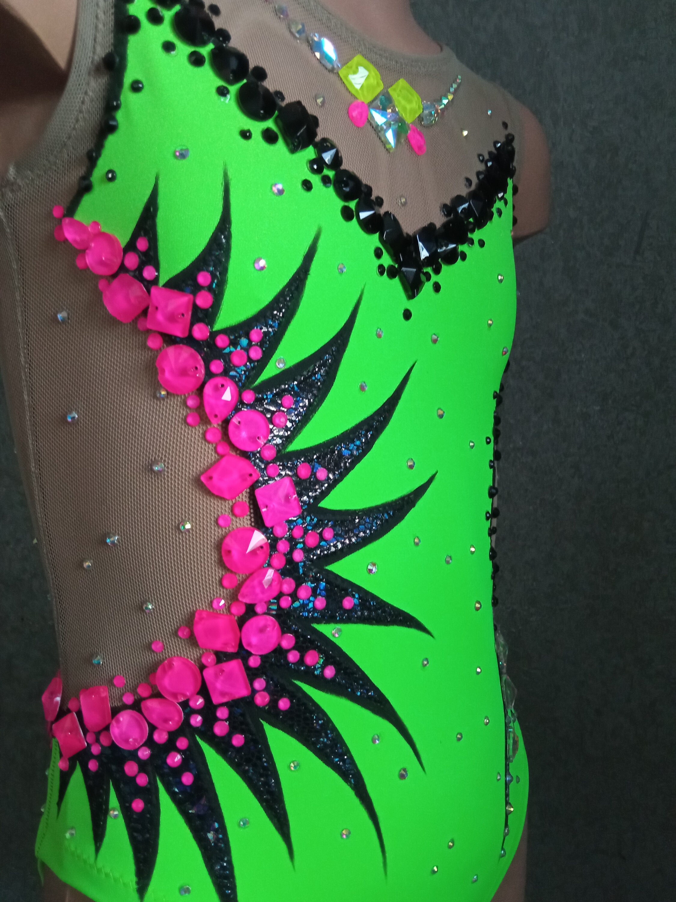 Neon Yellow Green Lime Pink Leotard For Rhythmic Gymnastics Etsy