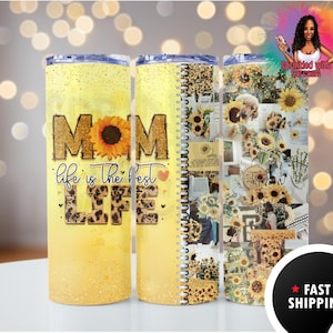 Personalized Mom life is the best life tumbler, Mom life tumbler, Personalized gift for mom, Leopard print and sunflowers, Gift for busy mom
