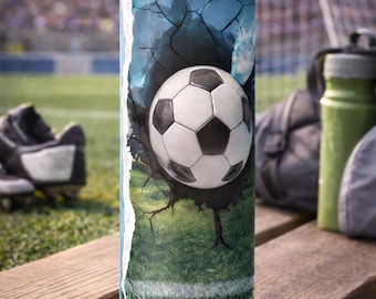 Soccer Tumbler Cup | Soccer Ball Crack Design | Custom Sports Tumbler Gift | Soccer Mom Coach Player Stainless Steel Tumbler 20oz 30oz