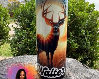 Personalized Hunting tumbler cup, Buck hunting tumbler, Sunset deer tumbler, Whitetail buck tumbler, Gift for outdoorsman, Hunter gift ideas