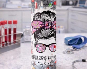 Phlebotomist Life Tumbler, Personalized Stainless Steel Cup, Healthcare Worker Gift